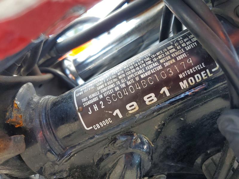46277526 :رقم المزاد ، JH2SC0404BC103179 vin ، 1981 Honda Cb900 مزاد بيع