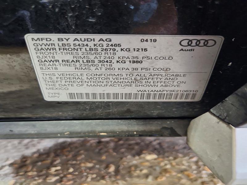 Продажа на аукционе авто 2019 Audi Q5, vin: WA1ANAFY3K2106310, номер лота: 79955775