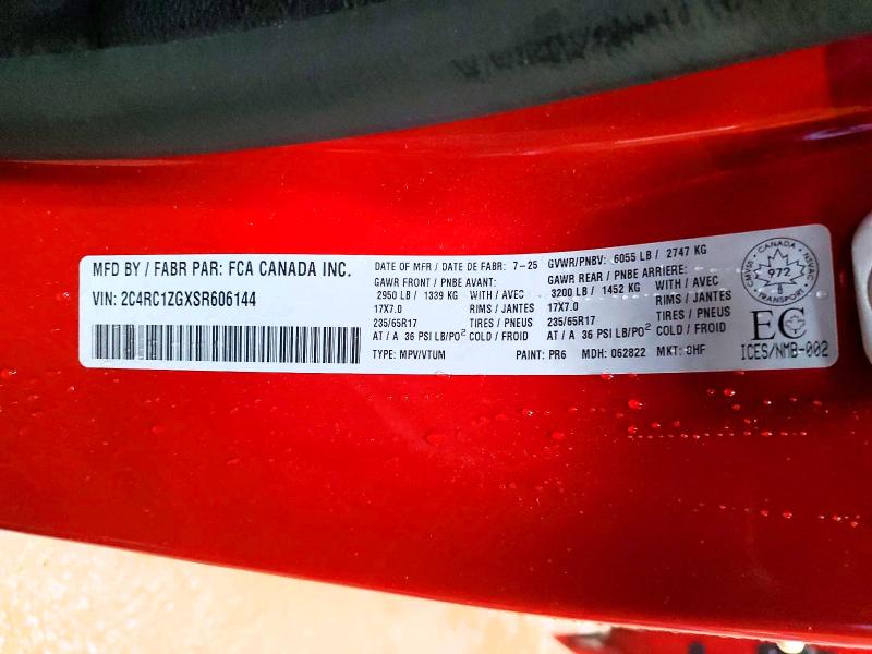 2025 Chrysler Grand Caravan მანქანა იყიდება აუქციონზე, vin: 2C4RC1ZGXSR606144, აუქციონის ნომერი: 41941706