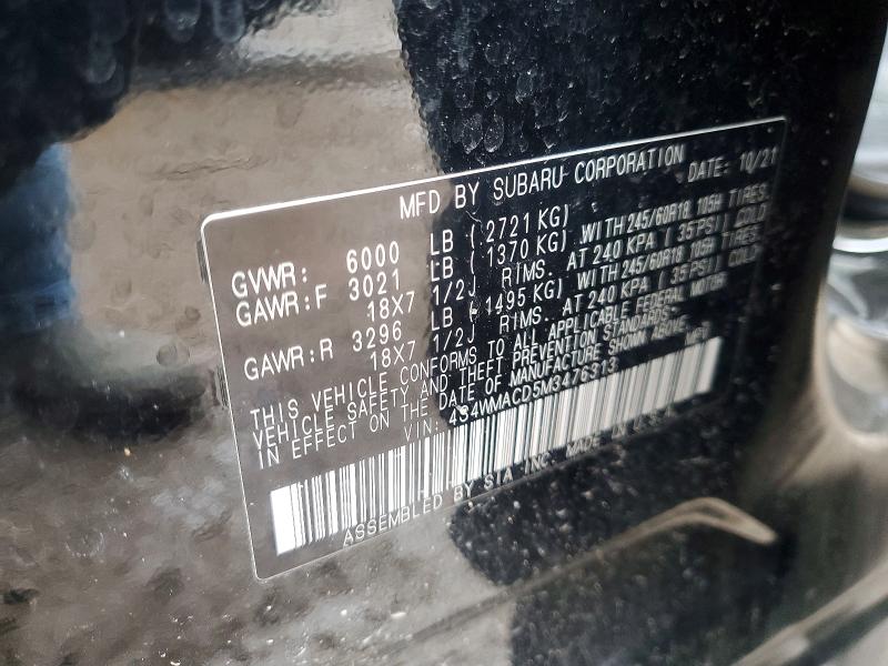 Продаж на аукціоні авто 2021 Subaru Ascent, vin: 4S4WMACD5M3476313, номер лоту: 46850846