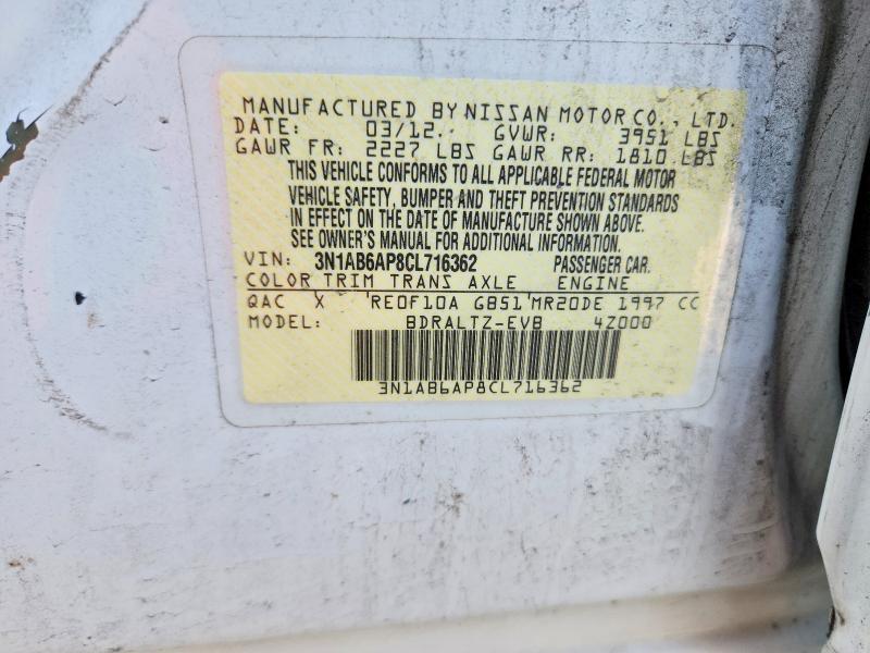 Aukcja sprzedaży 2012 Nissan Sentra, vin: 3N1AB6AP8CL716362, numer aukcji: 47593336