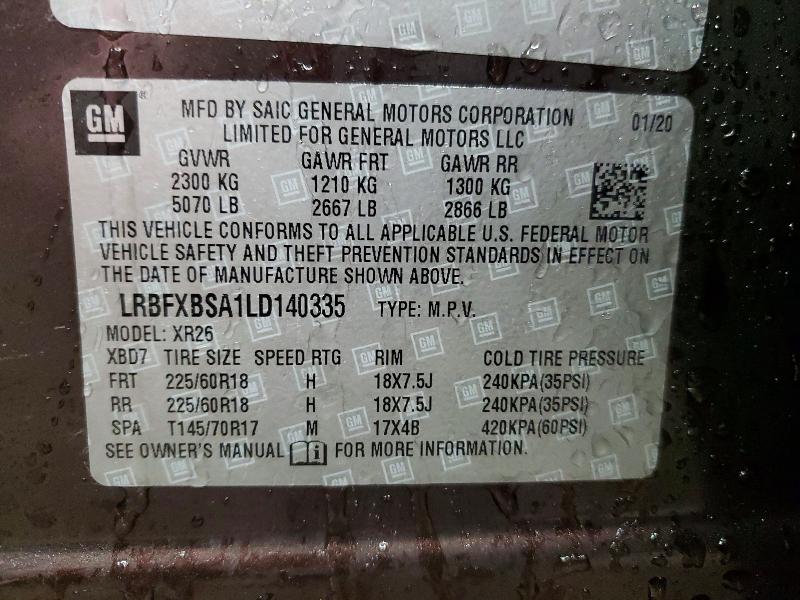 46338126 :رقم المزاد ، LRBFXBSA1LD140335 vin ، 2020 Buick Envision مزاد بيع