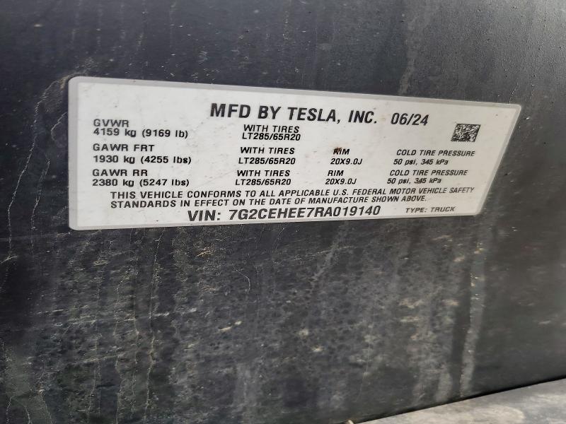 Aukcja sprzedaży 2024 Tesla Cybertruck, vin: 7G2CEHEE7RA019140, numer aukcji: 46374716