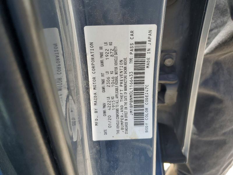 2020 Mazda 3 მანქანა იყიდება აუქციონზე, vin: JM1BPBNM0L1166433, აუქციონის ნომერი: 46925516