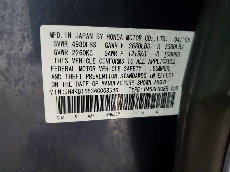 Продажа на аукционе авто 2006 Acura Rl, vin: JH4KB16536C008546, номер лота: 46081676