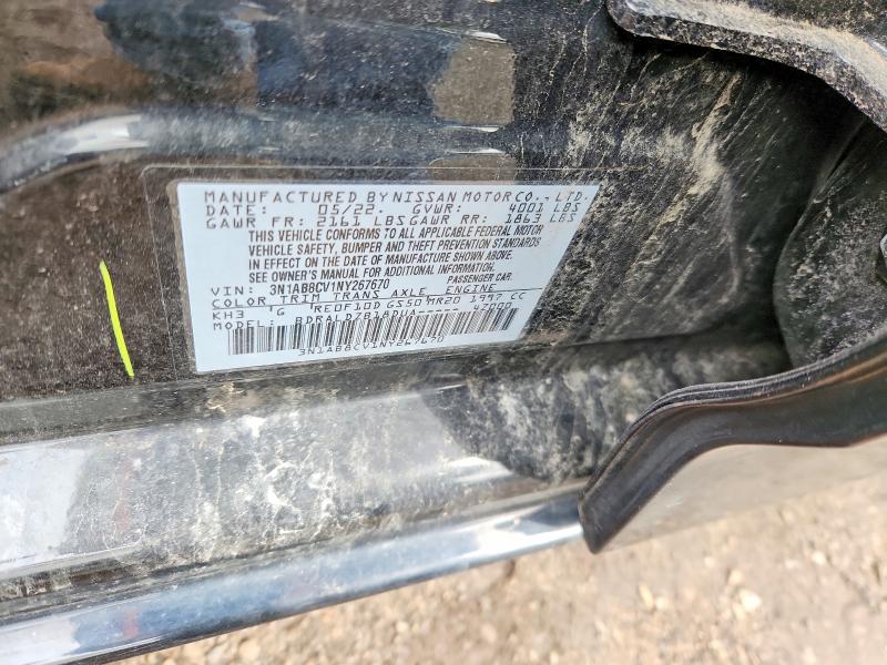 2022 Nissan Sentra მანქანა იყიდება აუქციონზე, vin: 3N1AB8CV1NY267670, აუქციონის ნომერი: 46111386