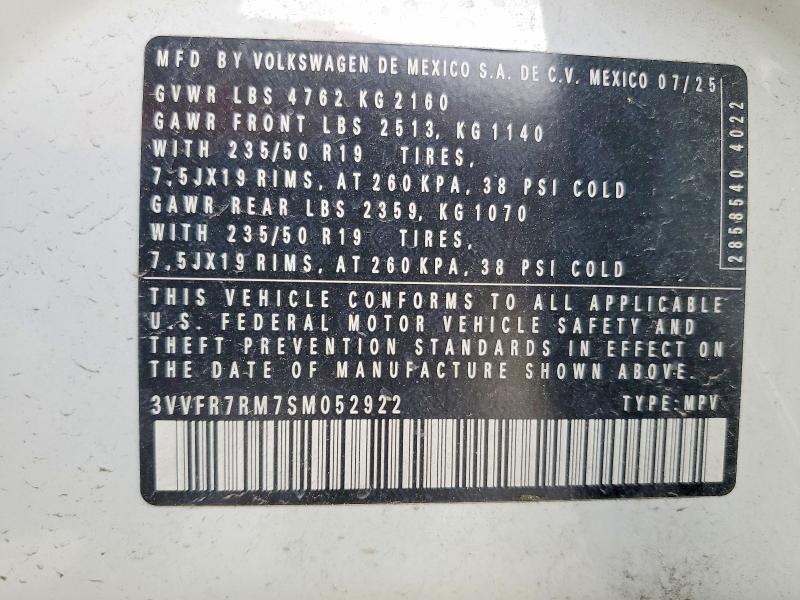 Aukcja sprzedaży 2025 Volkswagen Tiguan, vin: 3VVFR7RM7SM052922, numer aukcji: 47470906