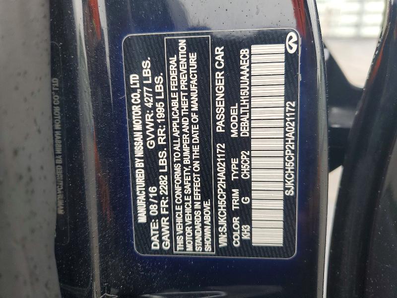 78967075 :رقم المزاد ، SJKCH5CP2HA021172 vin ، 2017 Infiniti Qx30 مزاد بيع