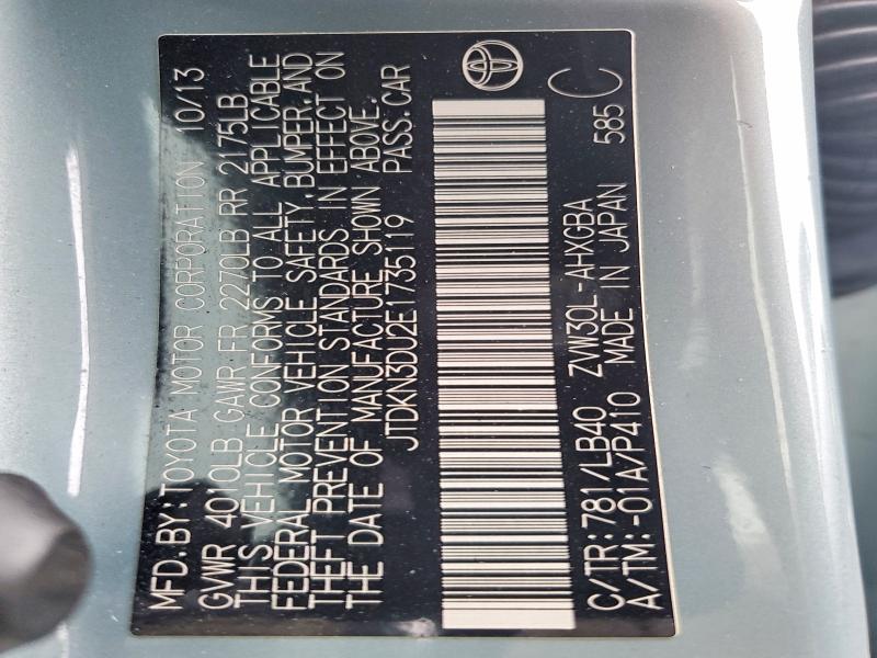 2014 Toyota Prius მანქანა იყიდება აუქციონზე, vin: JTDKN3DU2E1735119, აუქციონის ნომერი: 46675126