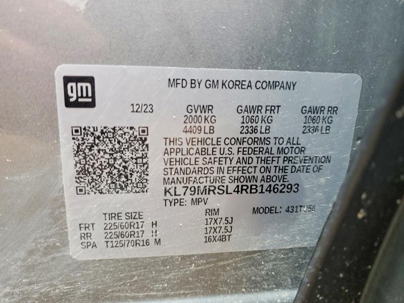 2024 Chevrolet Trailblazer მანქანა იყიდება აუქციონზე, vin: KL79MRSL4RB146293, აუქციონის ნომერი: 47803826