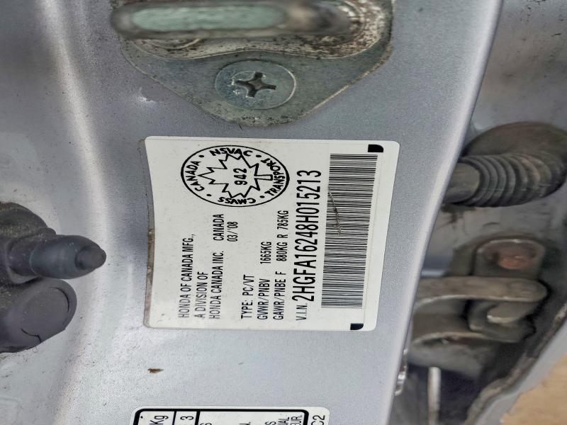 76706975 :رقم المزاد ، 2HGFA16248H015213 vin ، 2008 Honda Civic مزاد بيع