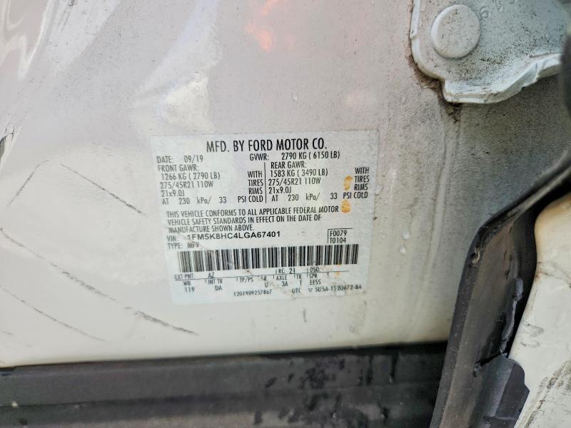 Aukcja sprzedaży 2020 Ford Explorer, vin: 1FM5K8HC4LGA67401, numer aukcji: 47191296