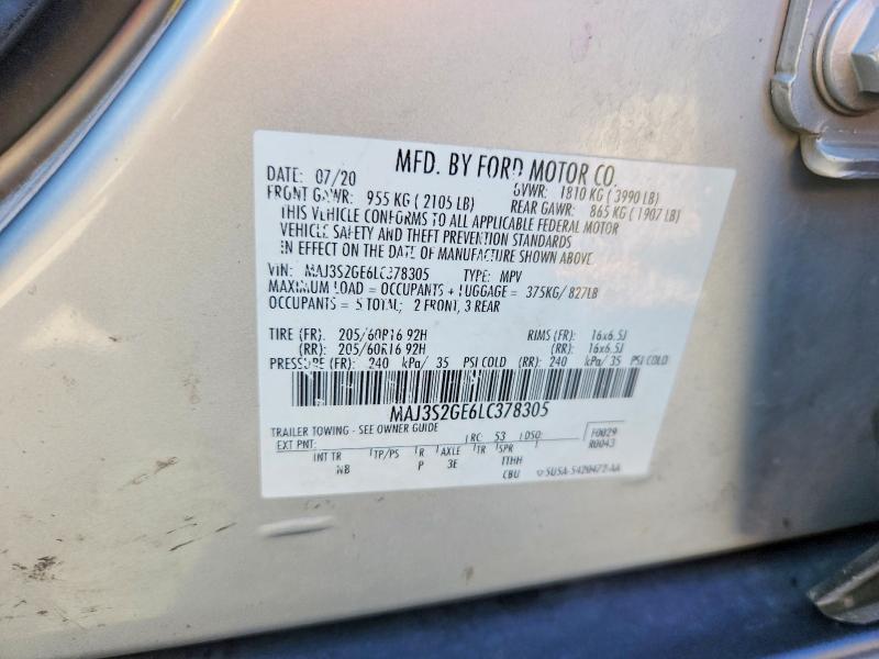 2020 Ford Ecosport მანქანა იყიდება აუქციონზე, vin: MAJ3S2GE6LC378305, აუქციონის ნომერი: 46948826