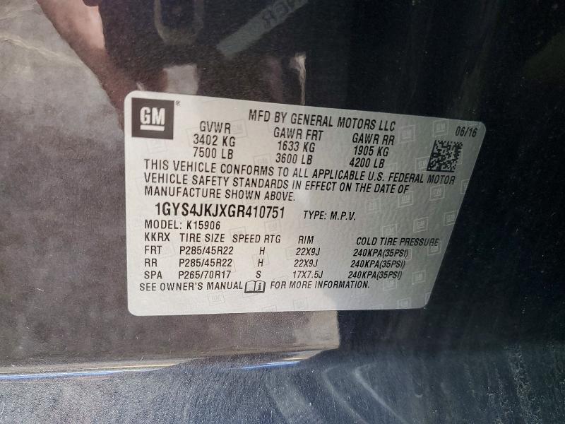 46161716 :رقم المزاد ، 1GYS4JKJXGR410751 vin ، 2016 Cadillac Escalade مزاد بيع