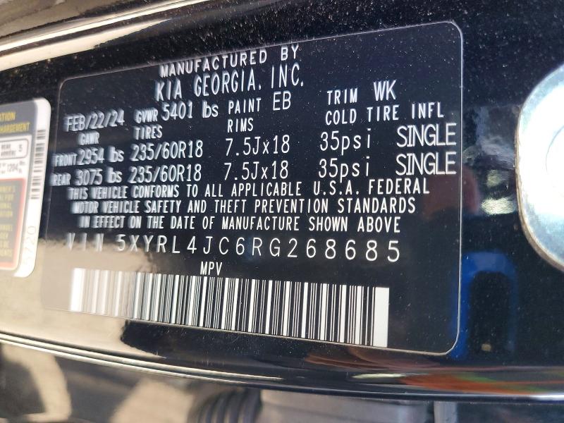 Aukcja sprzedaży 2024 Kia Sorento, vin: 5XYRL4JC6RG268685, numer aukcji: 46314856