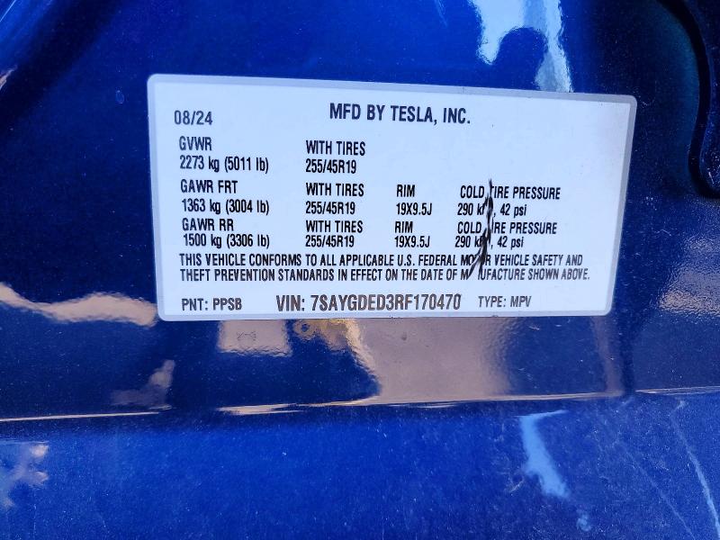 Продаж на аукціоні авто 2024 Tesla Model Y, vin: 7SAYGDED3RF170470, номер лоту: 41806416