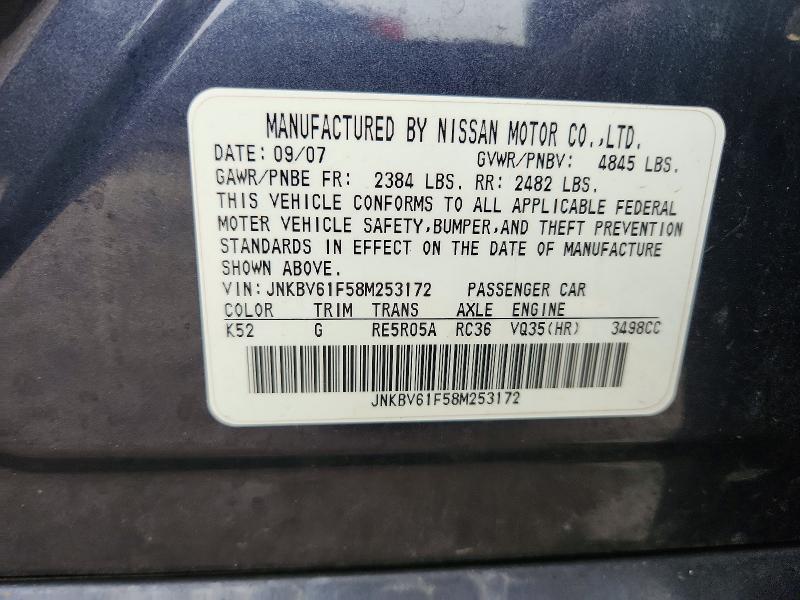 Продаж на аукціоні авто 2008 Infiniti G35, vin: JNKBV61F58M253172, номер лоту: 79762035