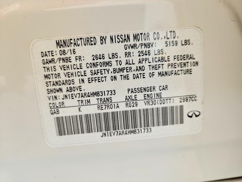 Aukcja sprzedaży 2017 Infiniti Q50, vin: JN1EV7AR4HM831733, numer aukcji: 47657936