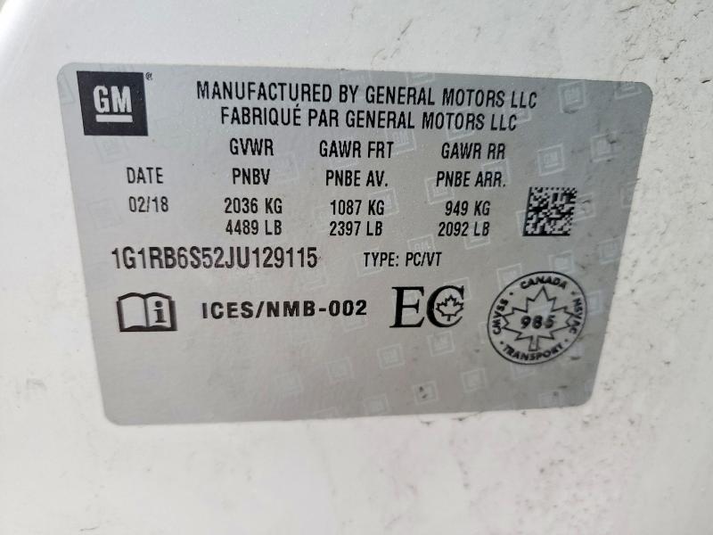 79431265 :رقم المزاد ، 1G1RB6S52JU129115 vin ، 2018 Chevrolet Volt مزاد بيع