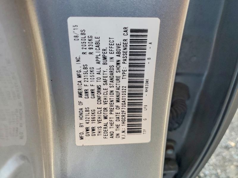 Aukcja sprzedaży 2016 Honda Accord, vin: 1HGCR2F70GA010522, numer aukcji: 45645626