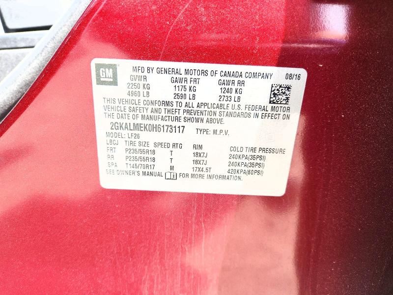 Aukcja sprzedaży 2017 Gmc Terrain, vin: 2GKALMEK0H6173117, numer aukcji: 79492805