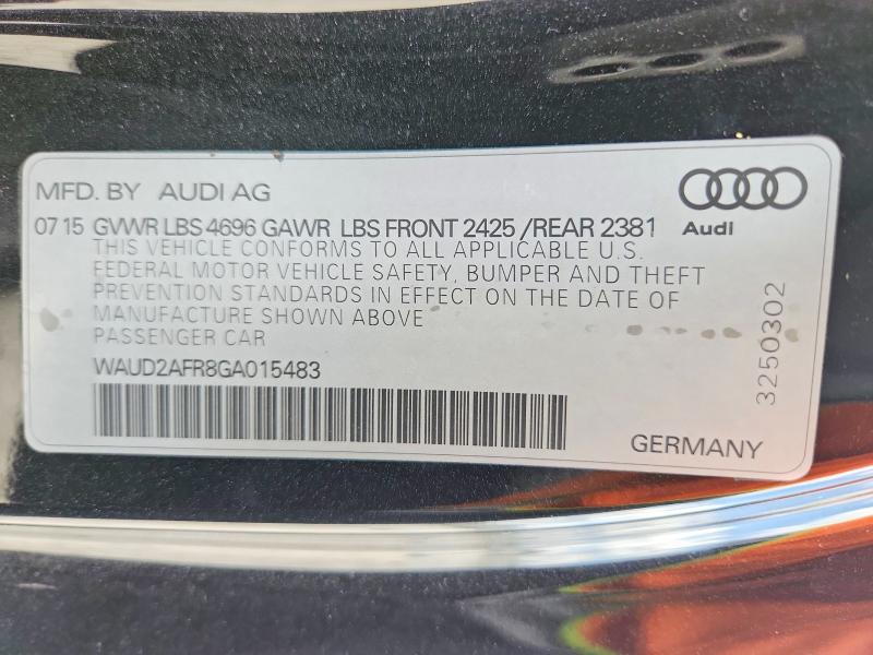 48207096 :رقم المزاد ، WAUD2AFR8GA015483 vin ، 2016 Audi A5 مزاد بيع