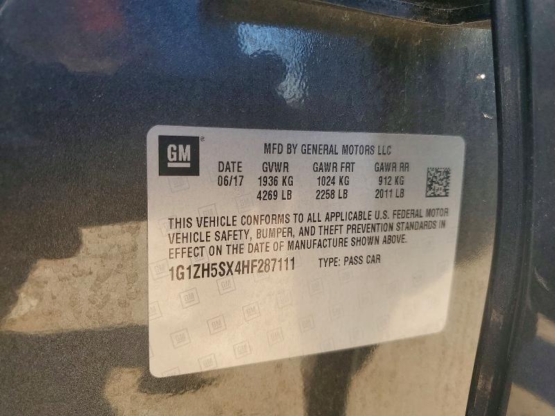 Aukcja sprzedaży 2017 Chevrolet Malibu, vin: 1G1ZH5SX4HF287111, numer aukcji: 79385235