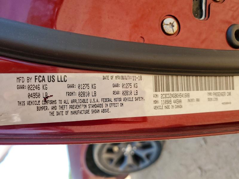 47228136 :رقم المزاد ، 2C3CDZAG8KH541608 vin ، 2019 Dodge Challenger مزاد بيع
