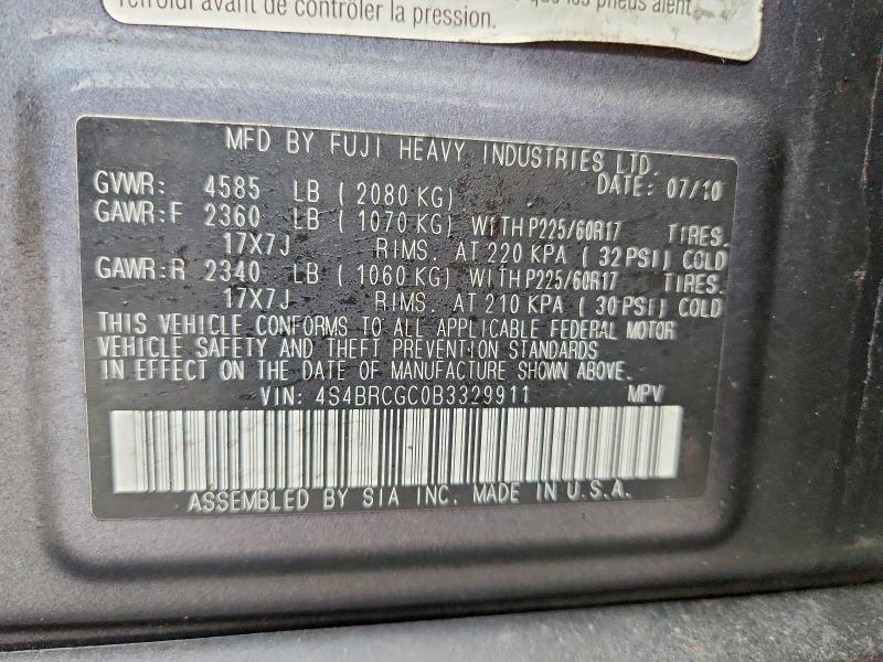 Aukcja sprzedaży 2011 Subaru Outback, vin: 4S4BRCGC0B3329911, numer aukcji: 79908555