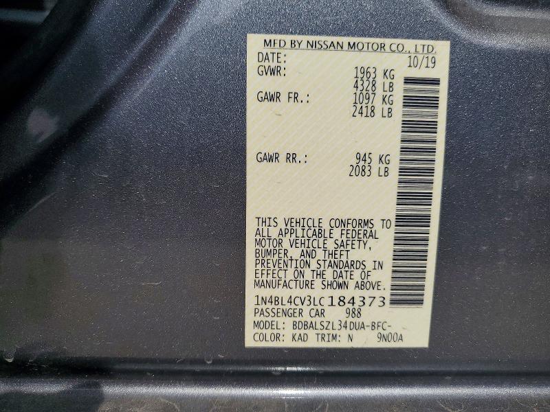 2020 Nissan Altima მანქანა იყიდება აუქციონზე, vin: 1N4BL4CV3LC184373, აუქციონის ნომერი: 47581146