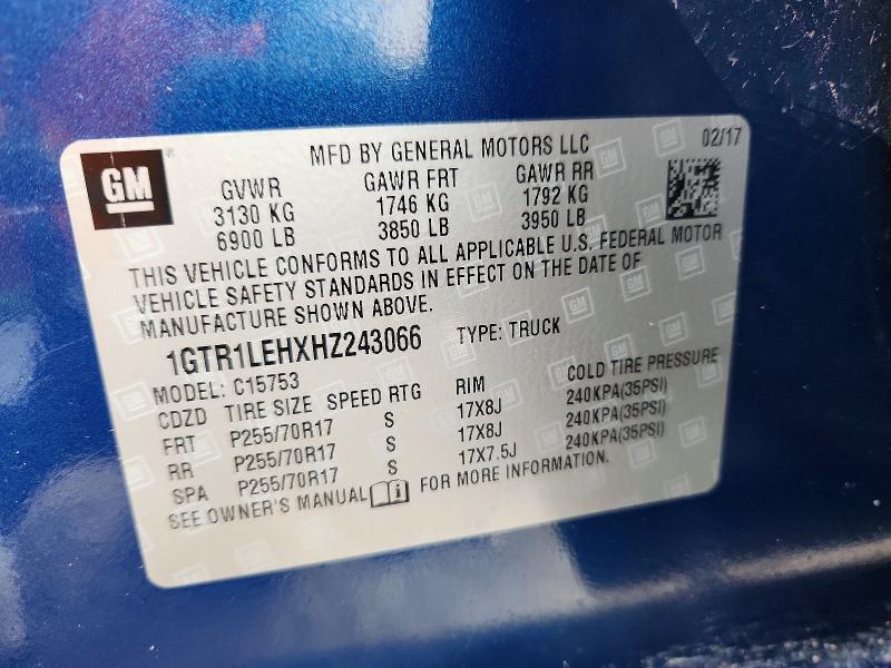 79764845 :رقم المزاد ، 1GTR1LEHXHZ243066 vin ، 2017 Gmc Sierra مزاد بيع