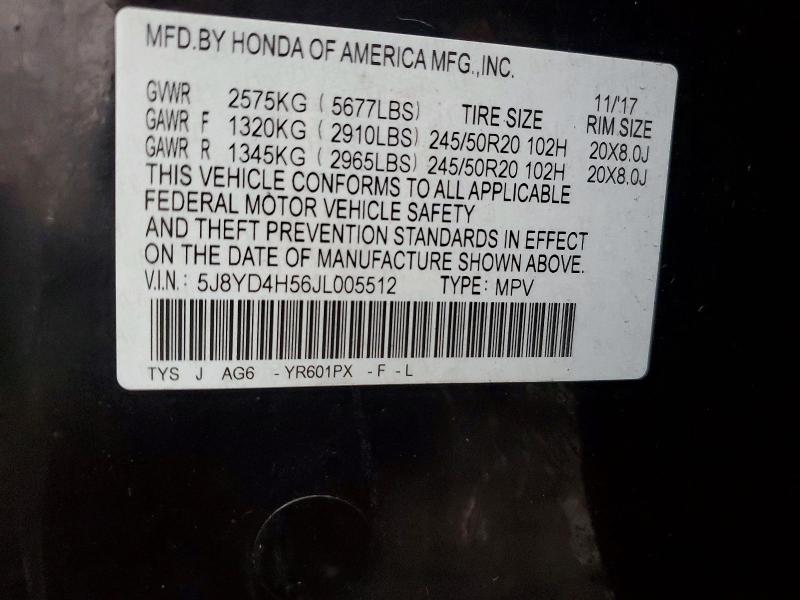 79842305 :رقم المزاد ، 5J8YD4H56JL005512 vin ، 2018 Acura Mdx مزاد بيع