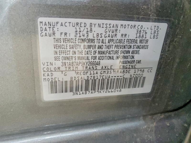 Aukcja sprzedaży 2019 Nissan Sentra, vin: 3N1AB7AP9KY266048, numer aukcji: 46940726