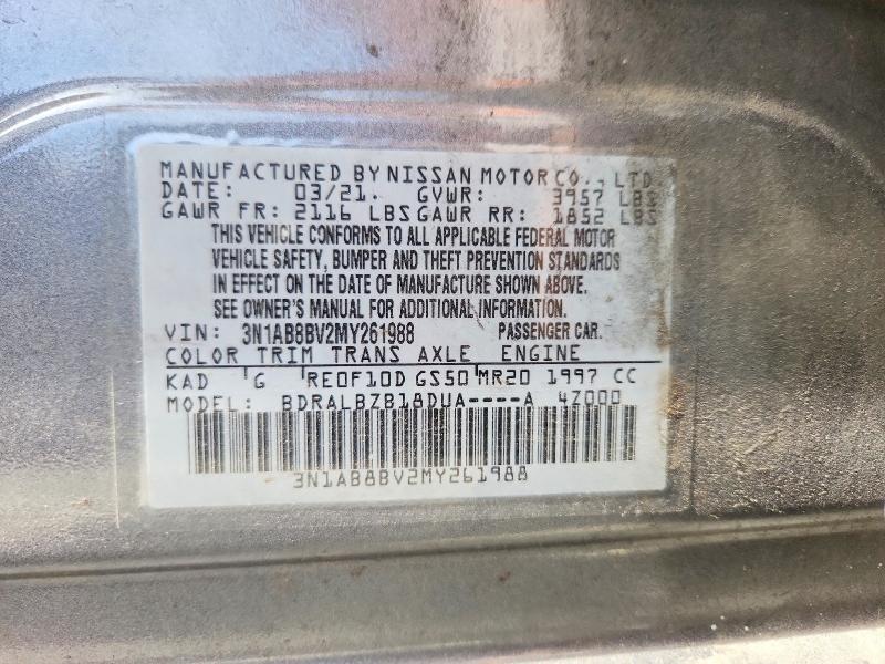 Продажа на аукционе авто 2021 Nissan Sentra, vin: 3N1AB8BV2MY261988, номер лота: 41671536