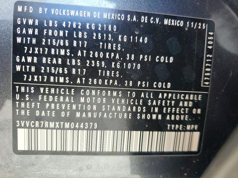 Продажа на аукционе авто 2026 Volkswagen Tiguan, vin: 3VVCR7RMXTM044379, номер лота: 47667046
