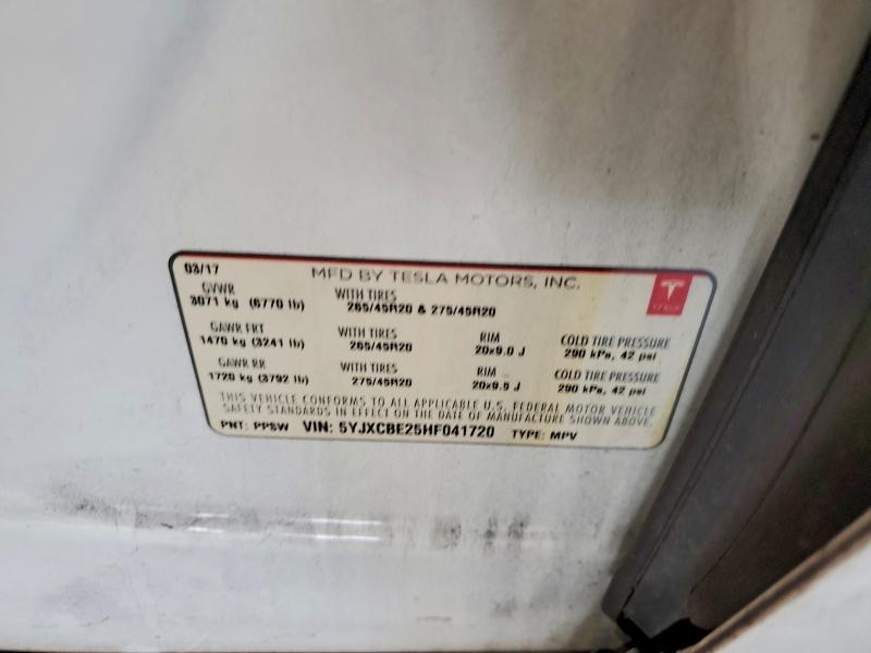 Aukcja sprzedaży 2017 Tesla Model X, vin: 5YJXCBE25HF041720, numer aukcji: 79300625