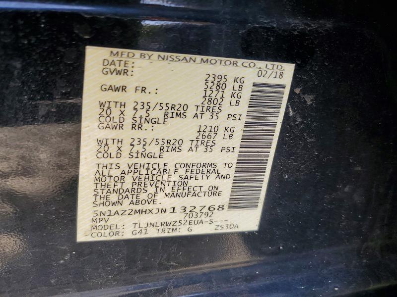 Продажа на аукционе авто 2018 Nissan Murano, vin: 5N1AZ2MHXJN132768, номер лота: 47152966