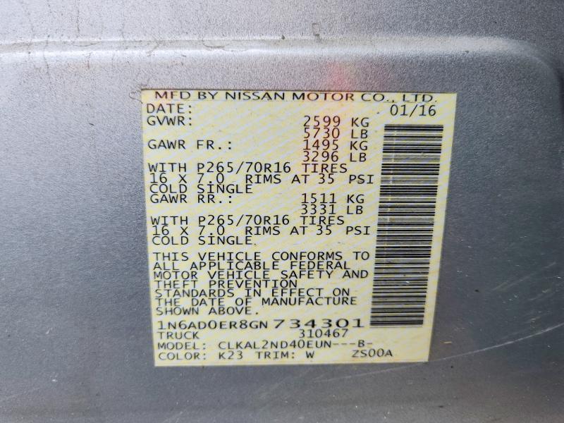 Aukcja sprzedaży 2016 Nissan Frontier, vin: 1N6AD0ER8GN734301, numer aukcji: 47765526