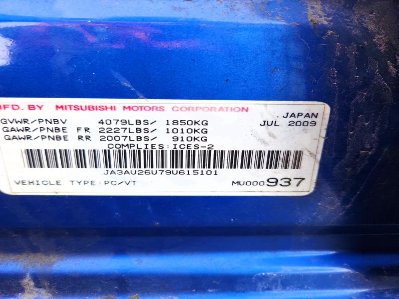 77242215 :رقم المزاد ، JA3AU26U79U615101 vin ، 2009 Mitsubishi Lancer مزاد بيع