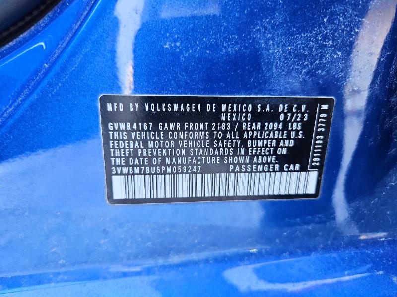 2023 Volkswagen Jetta მანქანა იყიდება აუქციონზე, vin: 3VWBM7BU5PM059247, აუქციონის ნომერი: 46722726