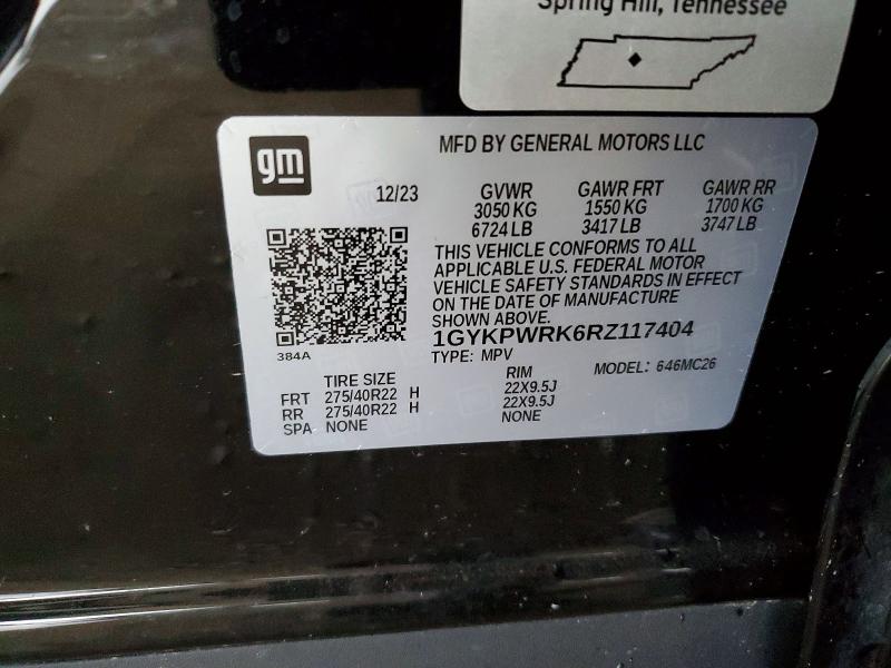 2024 Cadillac Lyriq მანქანა იყიდება აუქციონზე, vin: 1GYKPWRK6RZ117404, აუქციონის ნომერი: 45871966
