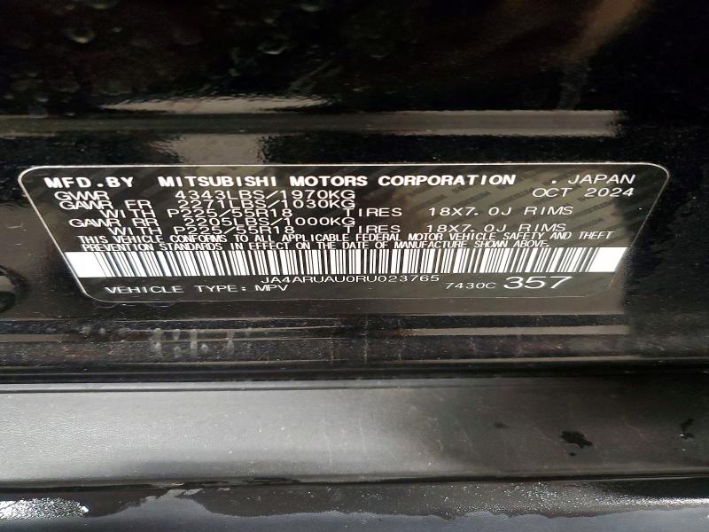 Aukcja sprzedaży 2024 Mitsubishi Outlander Sport, vin: JA4ARUAU0RU023765, numer aukcji: 51611006