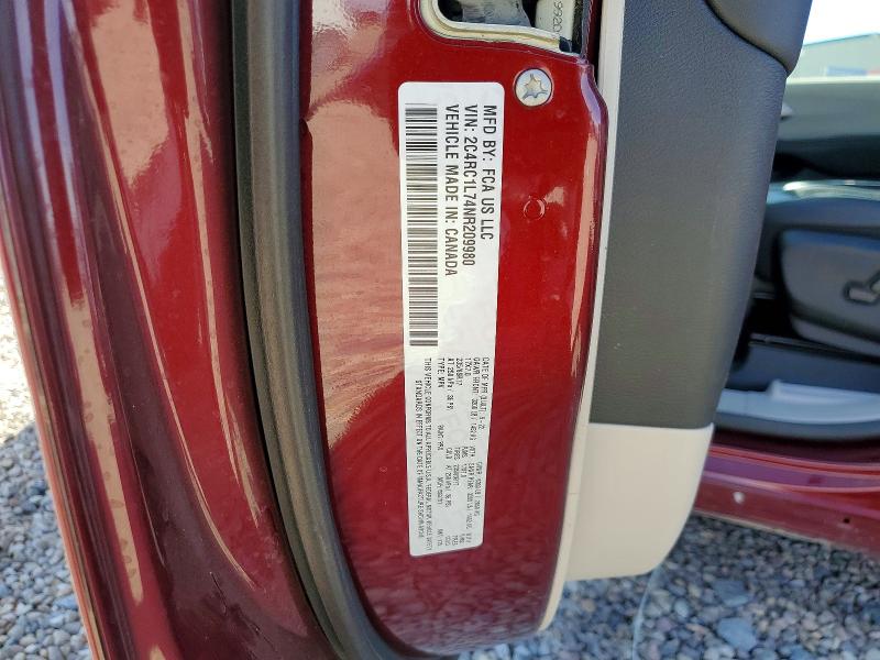 2022 Chrysler Pacifica მანქანა იყიდება აუქციონზე, vin: 2C4RC1L74NR209980, აუქციონის ნომერი: 46239106