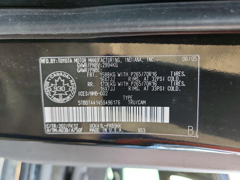 Продаж на аукціоні авто 2005 Toyota Tundra, vin: 5TBDT44145S496176, номер лоту: 46906906