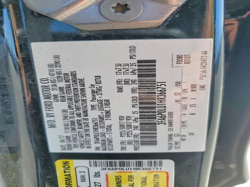 Продажа на аукционе авто 2017 Ford Fusion, vin: 3FA6P0LU1HR366751, номер лота: 47892056