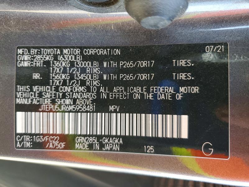 Aukcja sprzedaży 2021 Toyota 4runner, vin: JTEPU5JR6M5958481, numer aukcji: 46437636