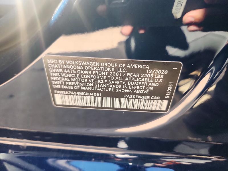 Продажа на аукционе авто 2021 Volkswagen Passat, vin: 1VWSA7A34MC004061, номер лота: 46054066