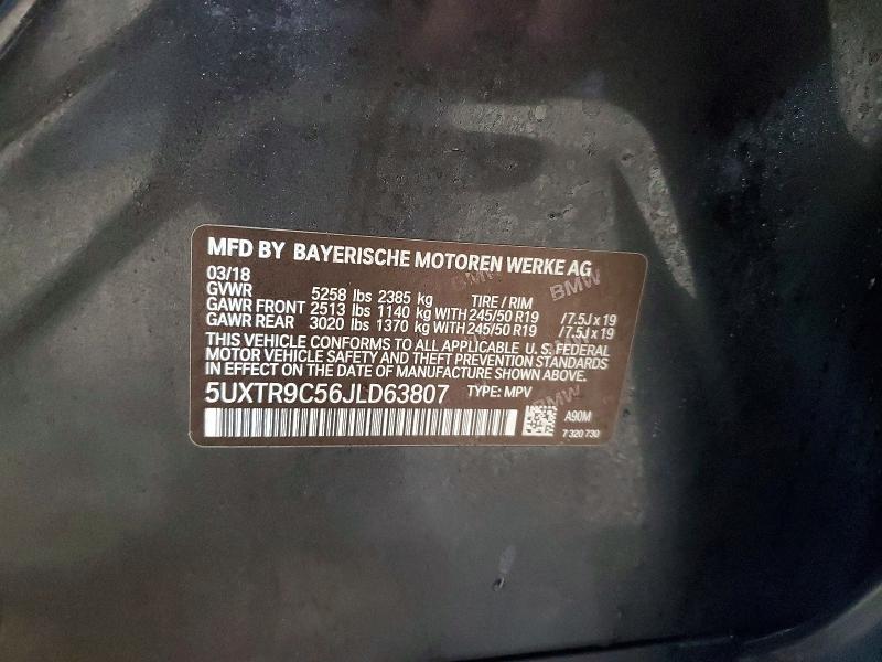 Aukcja sprzedaży 2018 Bmw X3, vin: 5UXTR9C56JLD63807, numer aukcji: 45992756