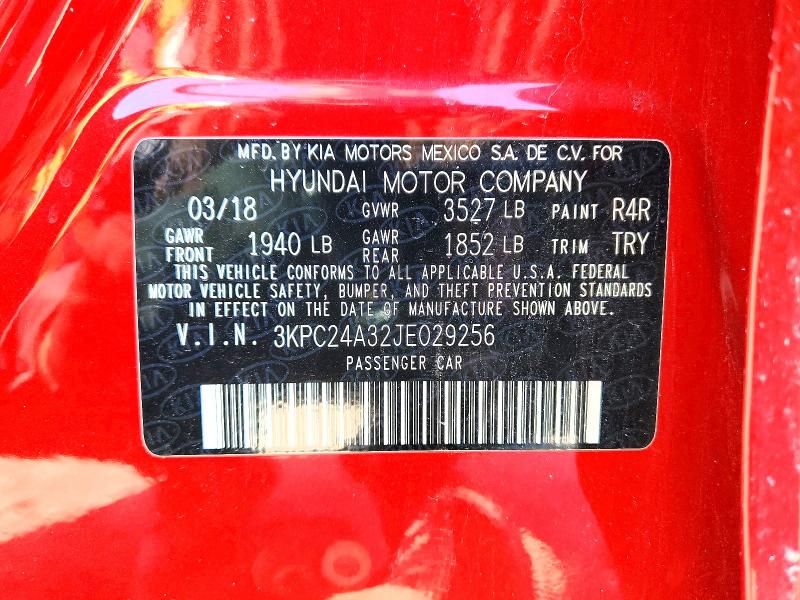 Продажа на аукционе авто 2018 Hyundai Accent, vin: 3KPC24A32JE029256, номер лота: 47315446