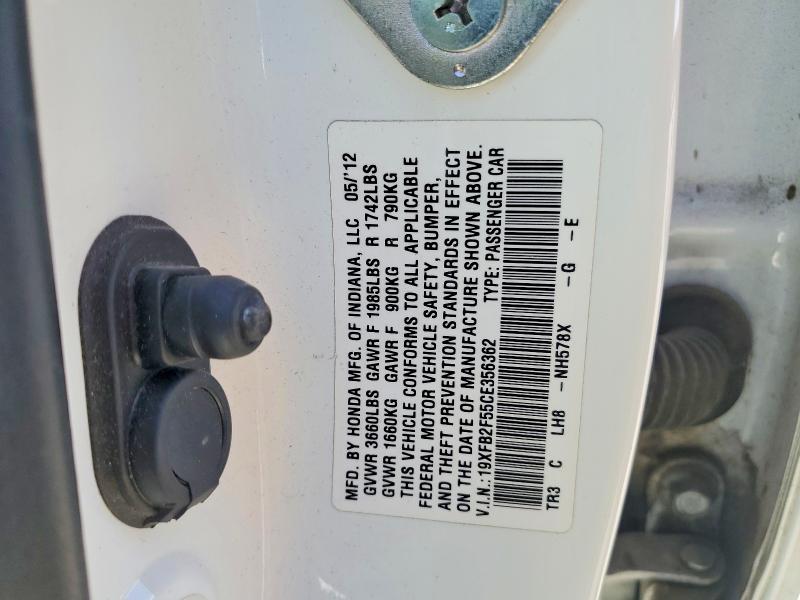 Aukcja sprzedaży 2012 Honda Civic, vin: 19XFB2F55CE356362, numer aukcji: 47835336